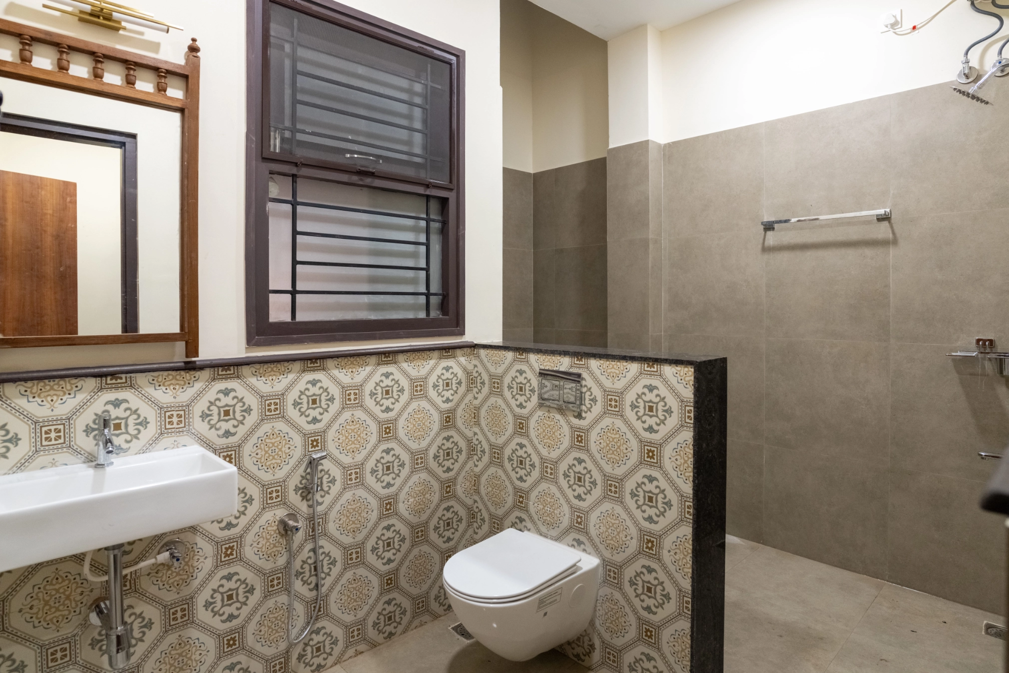 Modern attached washroom with premium fittings