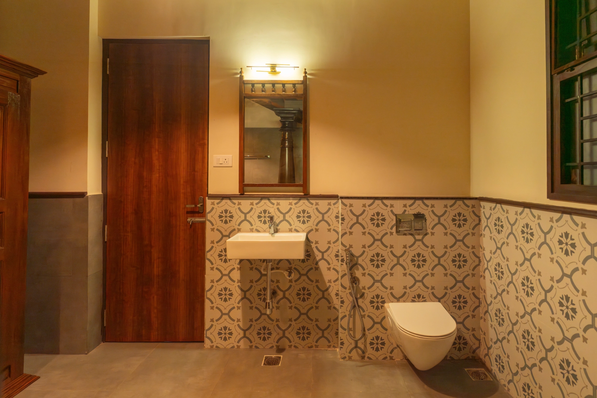 Premium attached bathroom with heritage interiors