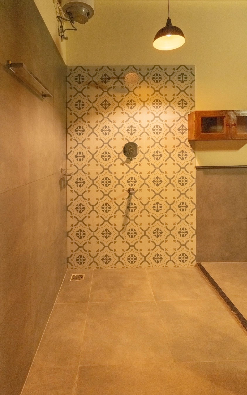 Modern rainfall shower in heritage villa