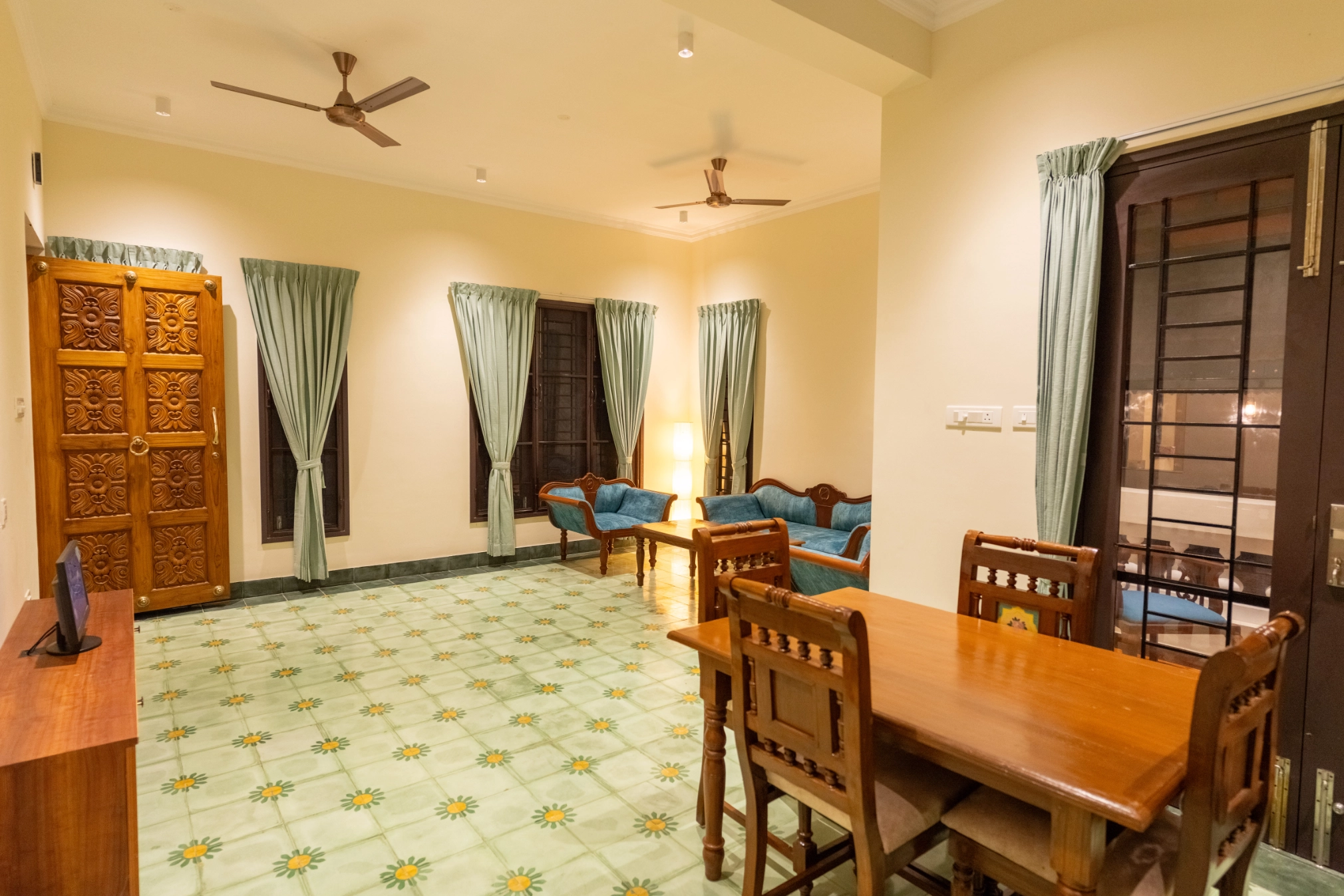 Open dining and living space in luxury villa