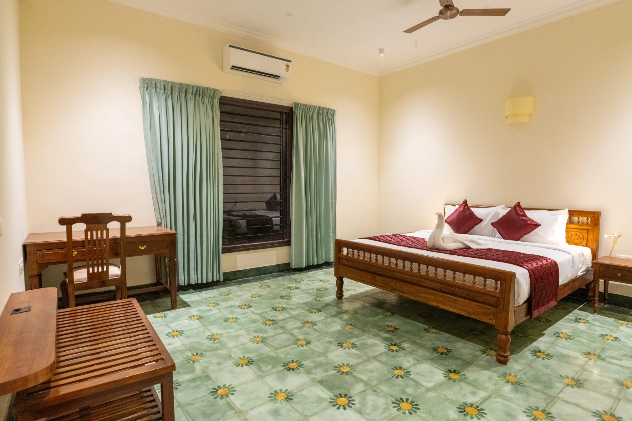 Heritage bedroom with king-size bed and balcony